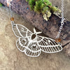 Large Moth Necklace | Dark Silver Polyphemus Moth Necklace | Cottagecore Statement Jewelry