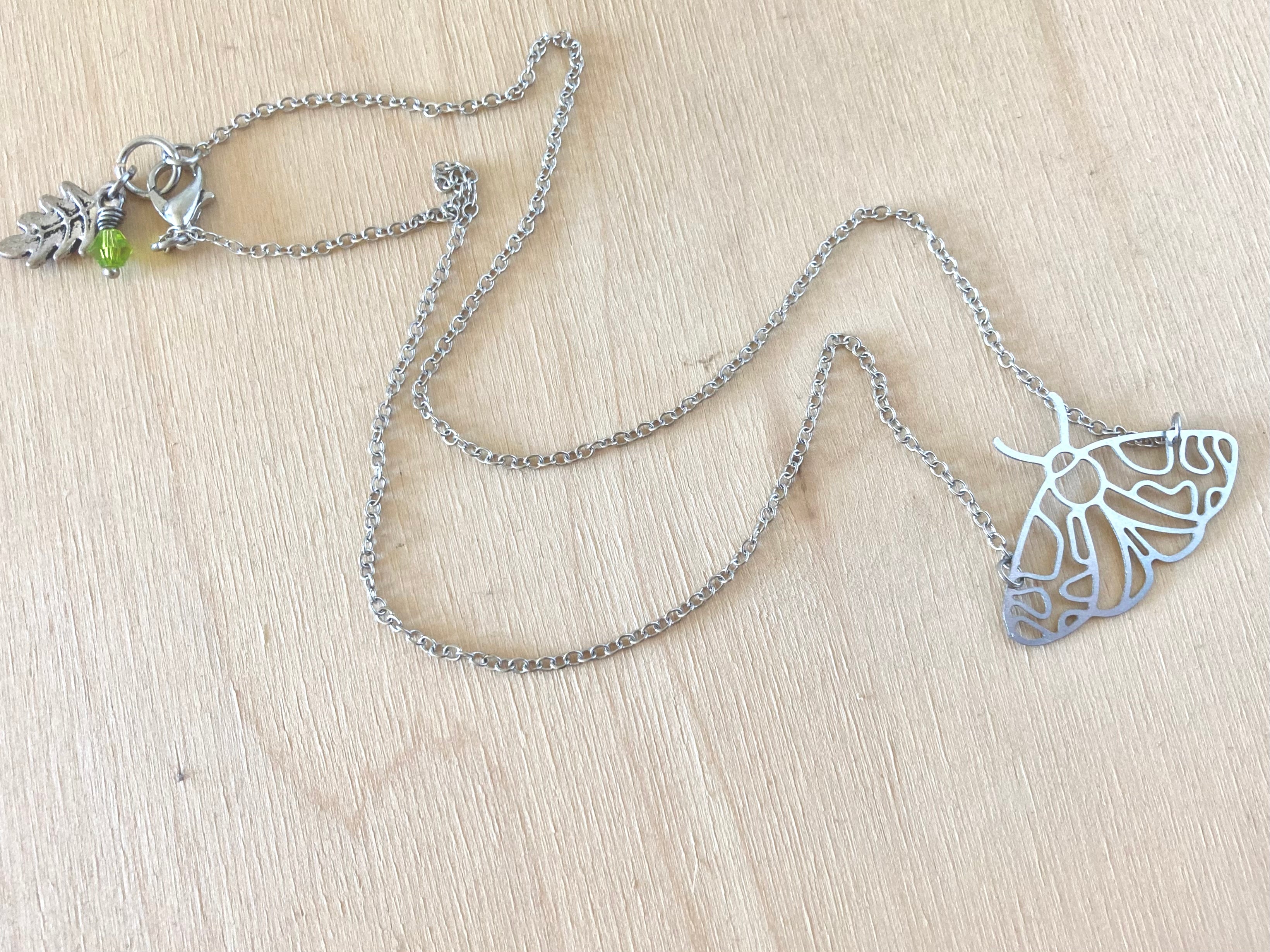 Silver Tiger Moth Necklace| Minimal Woodland Moth Necklace | Cute Tiger Moth Necklace
