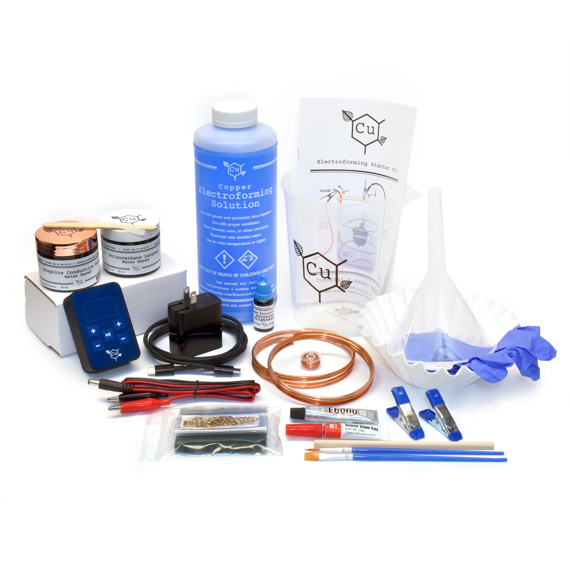 Copper Electroforming Starter Kit with a 5 amp MiniForm Power Supply and Step by Step Tutorial Guide by Enchanted Leaves.