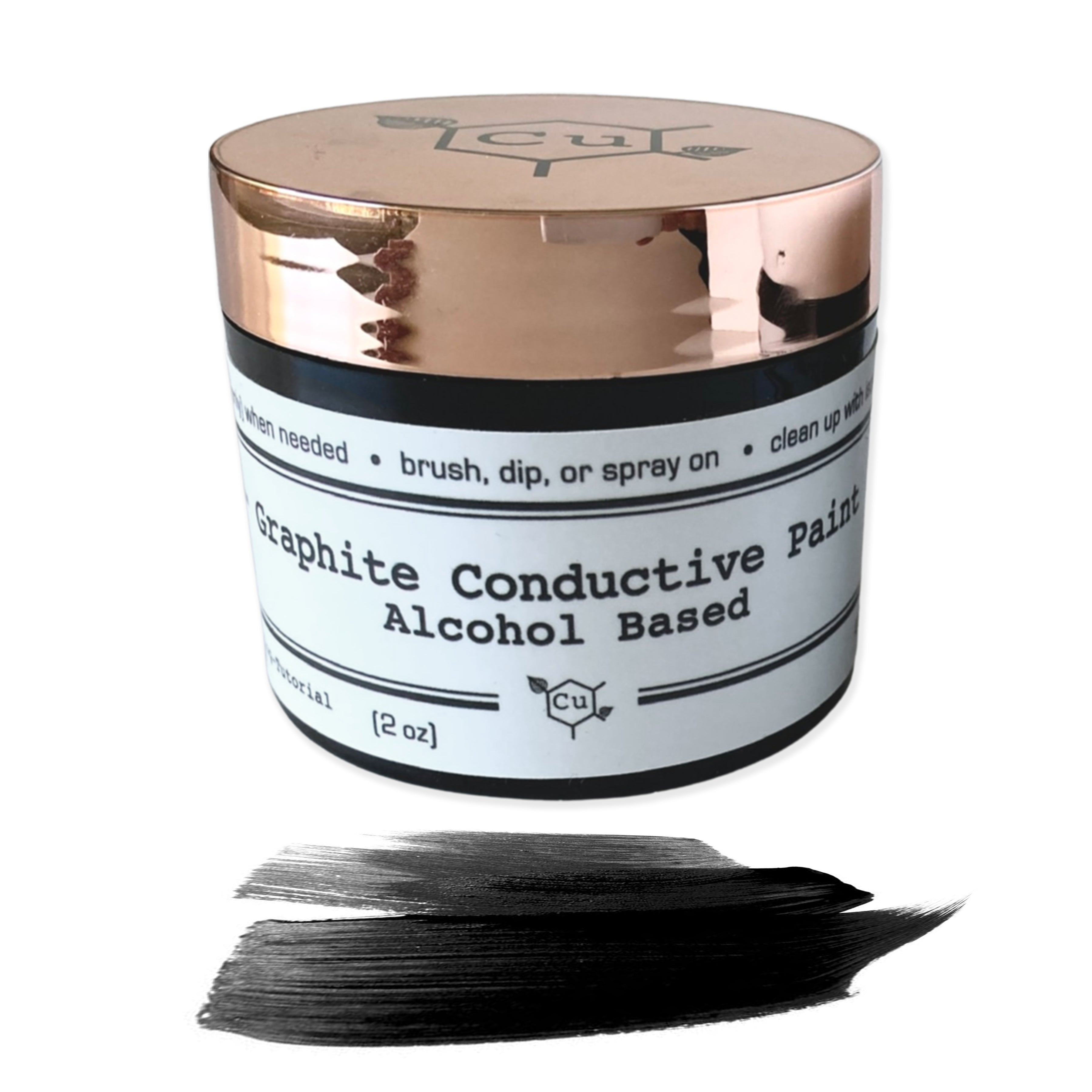 Alcohol Base Conductive Paint | 2oz Jar of Graphite Conductive Paint | Copper Electroforming Supplies | Sold Singly or in a Set with Polyurethane Lacquer and Paint Thinner