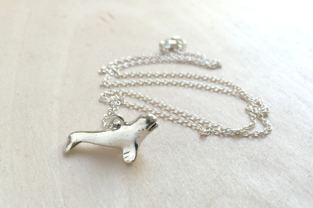 Silver Beluga Whale Necklace | Beluga Charm Necklace | Cute Whale Necklace - Enchanted Leaves - Nature Jewelry - Unique Handmade Gifts