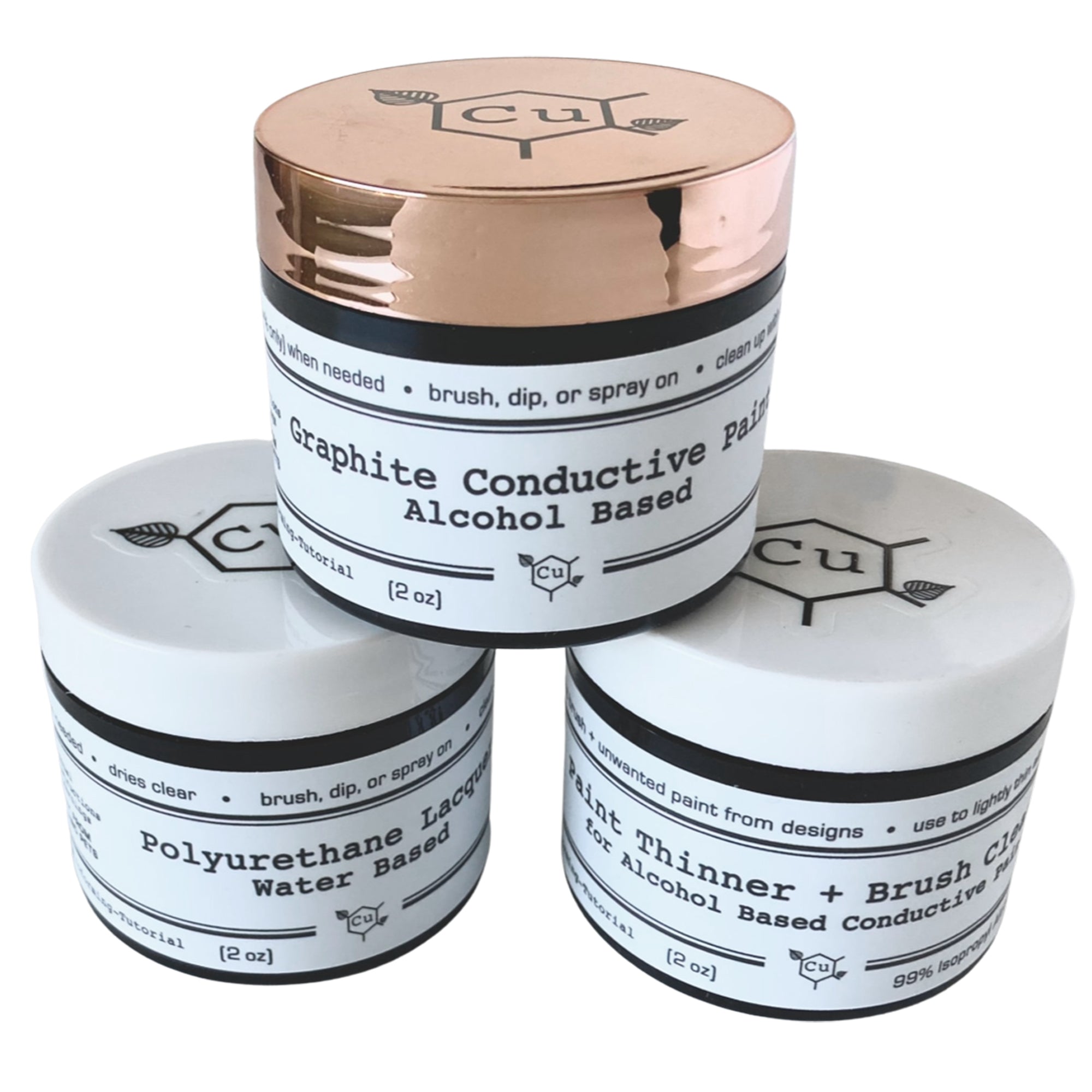 Alcohol Base Conductive Paint | 2oz Jar of Graphite Conductive Paint | Copper Electroforming Supplies | Sold Singly or in a Set with Polyurethane Lacquer and Paint Thinner