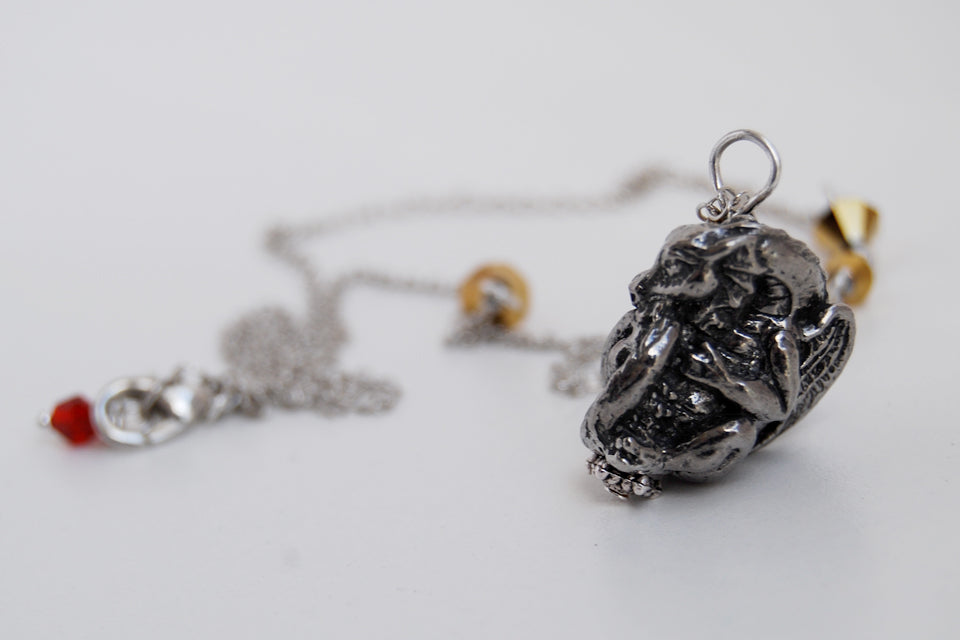 Smaug | Silver Dragon Pendant | The Hobbit Necklace - Enchanted Leaves - Nature Jewelry - Unique Handmade Gifts
