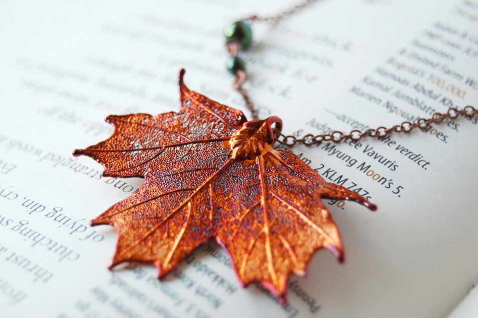 Custom Medium Copper Maple Leaf Necklace | REAL Maple Leaf Electroformed Pendant | Nature Jewelry - Enchanted Leaves - Nature Jewelry - Unique Handmade Gifts