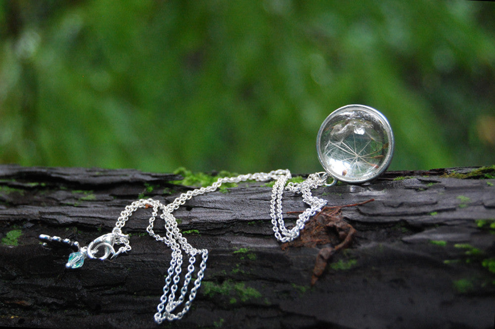 Dandelion Wishes Necklace | Glass Terrarium Necklace | Dandelion Wish Pendant | Whimsical Necklace - Enchanted Leaves - Nature Jewelry - Unique Handmade Gifts