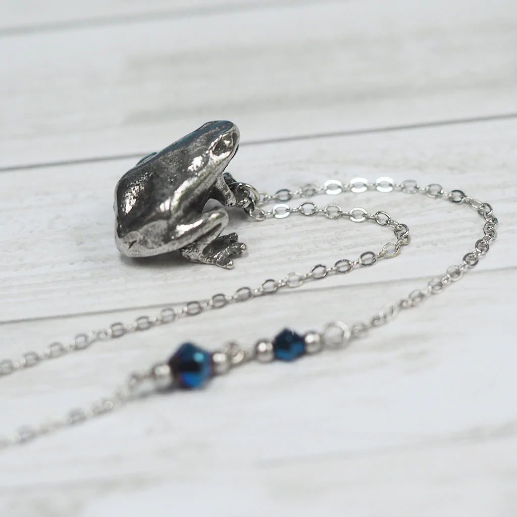 Poison Dart Frog Necklace | Dark Silver Frog Pendant | Rainforest Tree Frog Jewelry