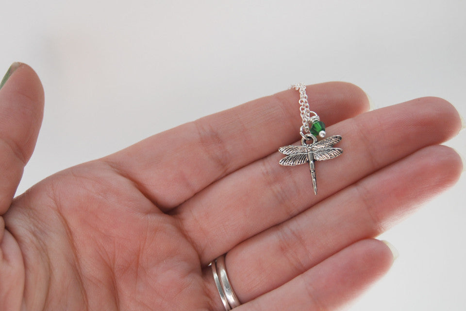 Dragonfly BFF Necklace (Sold Singly) | Best Friend Necklace | BFF Jewelry | Silver Dragonfly Charm Necklace - Enchanted Leaves - Nature Jewelry - Unique Handmade Gifts