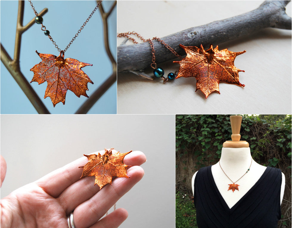 Small Fallen Copper Maple Leaf Necklace | REAL Maple Leaf Pendant | Electroformed Nature Jewelry - Enchanted Leaves - Nature Jewelry - Unique Handmade Gifts