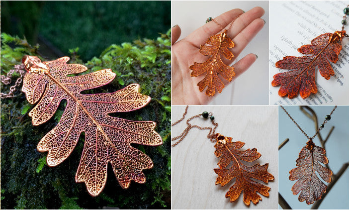 Large Fallen Copper Oak Leaf Necklace | REAL Oak Leaf Pendant | Electroformed | Nature Jewelry - Enchanted Leaves - Nature Jewelry - Unique Handmade Gifts