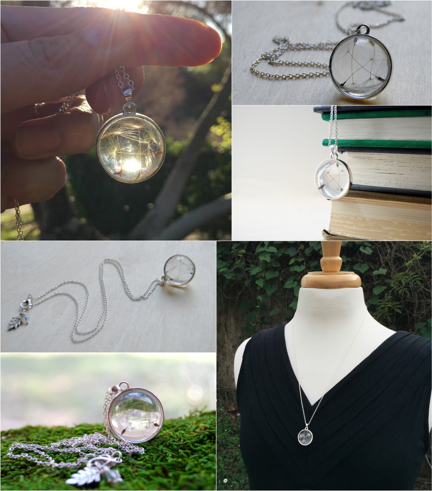 Dandelion Wishes Necklace | Glass Terrarium Necklace | Dandelion Wish Pendant | Whimsical Necklace - Enchanted Leaves - Nature Jewelry - Unique Handmade Gifts