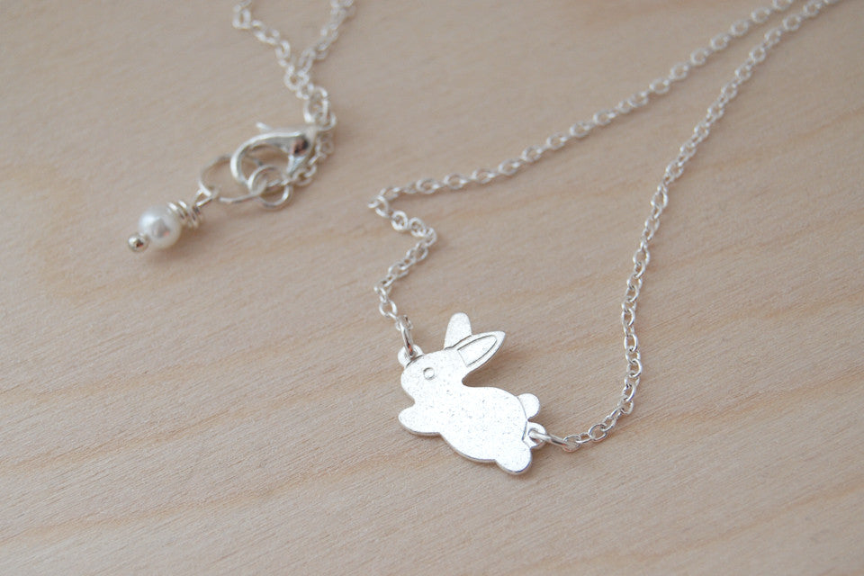 Frolicking Rabbit Necklace | Cute Bunny Rabbit Charm Necklace | Woodland Jewelry - Enchanted Leaves - Nature Jewelry - Unique Handmade Gifts