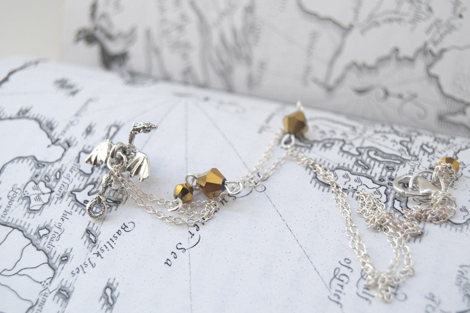 Teeny Tiny Silver Dragon Necklace | Cute Fantasy Charm Necklace | Dragon Charm Necklace - Enchanted Leaves - Nature Jewelry - Unique Handmade Gifts