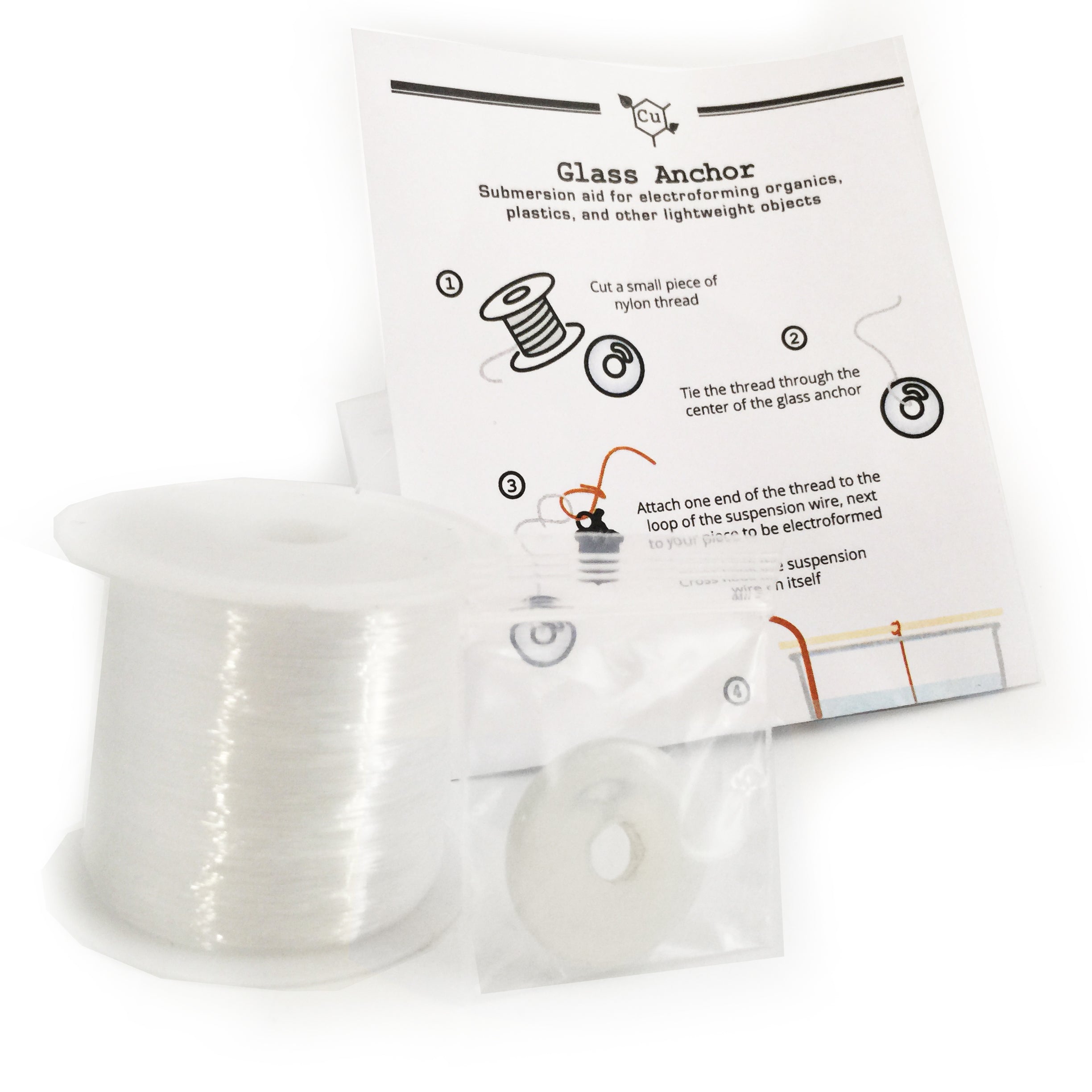 Glass Anchor for Electroforming Organics and Lightweight Items | Submersion Aid