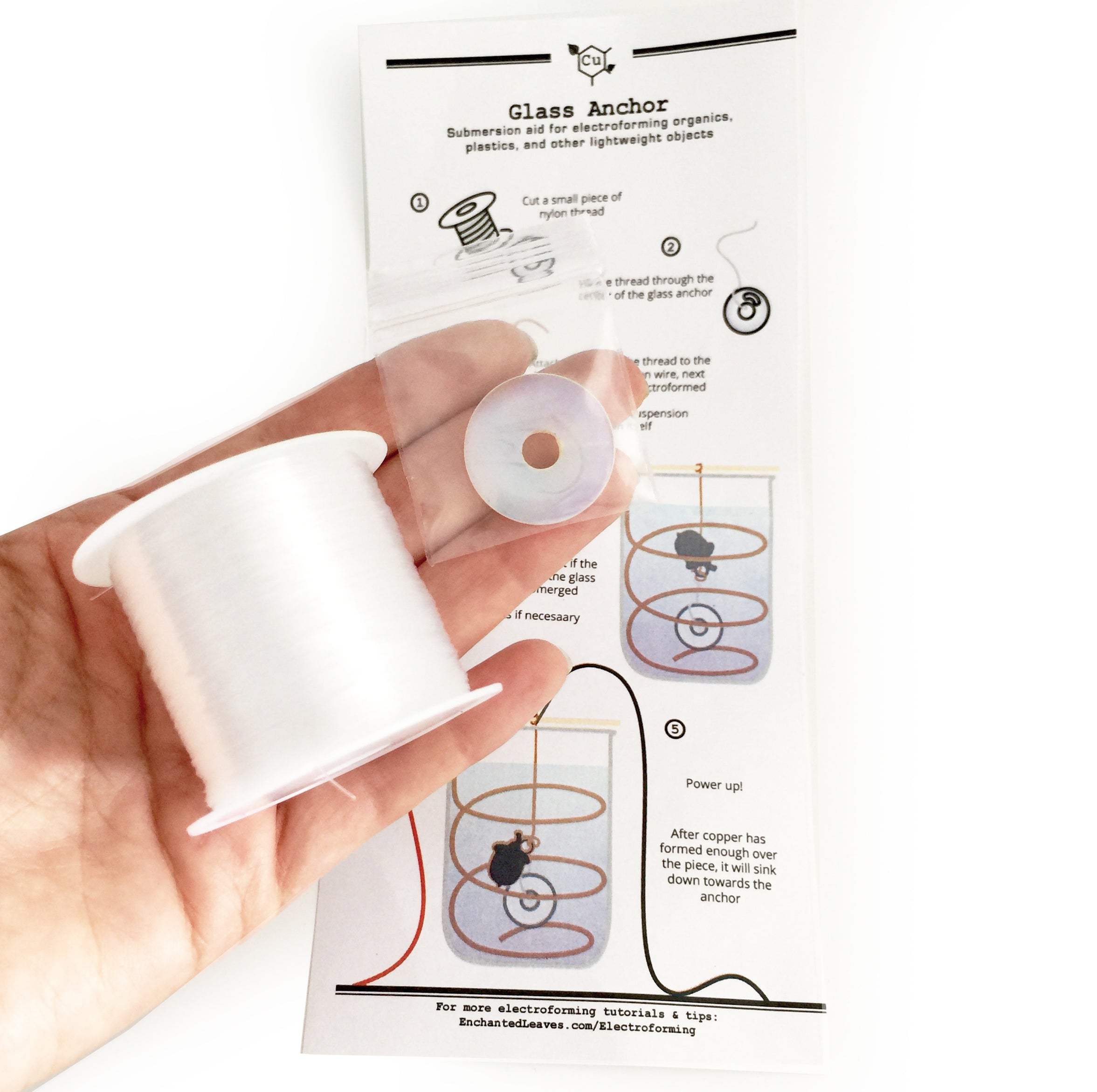 Glass Anchor for Electroforming Organics and Lightweight Items | Submersion Aid