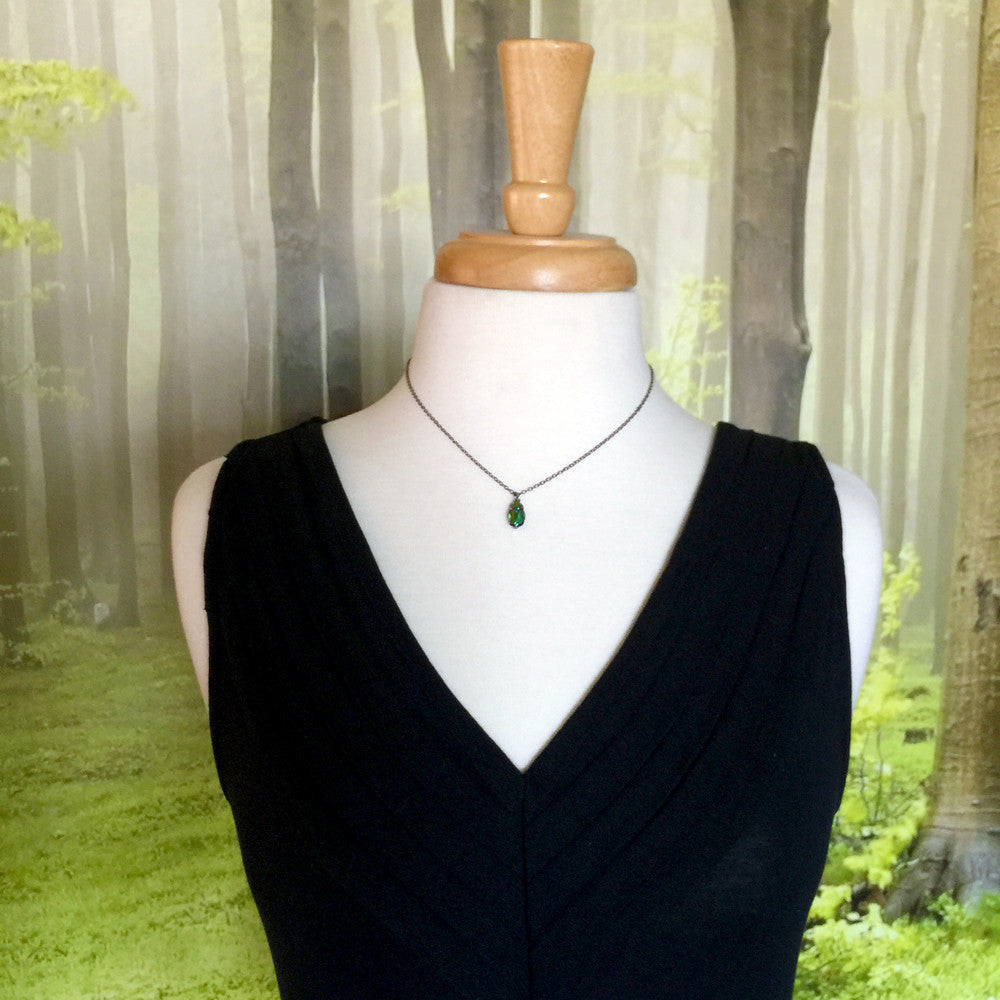Iridescent Green Beetle Necklace | Cute Insect Charm Necklace | Nature Jewelry - Enchanted Leaves - Nature Jewelry - Unique Handmade Gifts