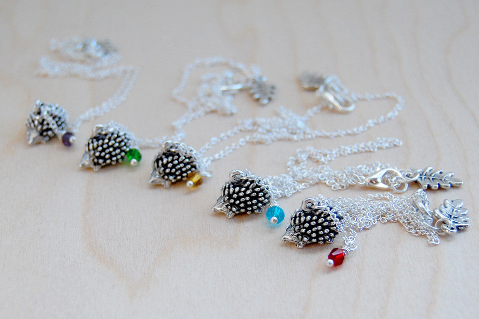 Hedgehog BFF Necklace (Sold Singly) | Best Friend Charm Necklace | Silver Hedgehog Charm Necklace | BFF Gift - Enchanted Leaves - Nature Jewelry - Unique Handmade Gifts