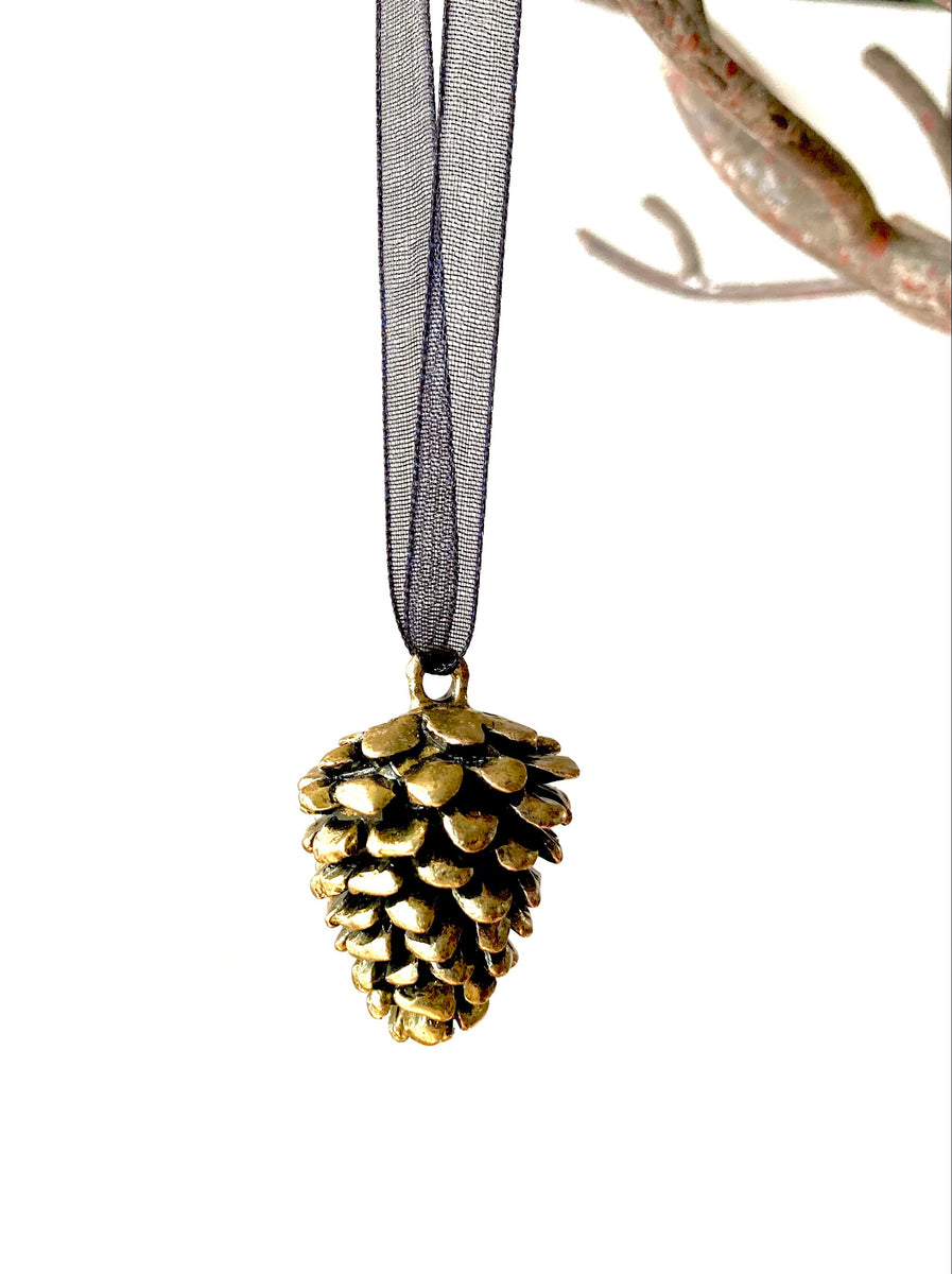 Enchanted Leaves- Brass Pine Cone Ornament