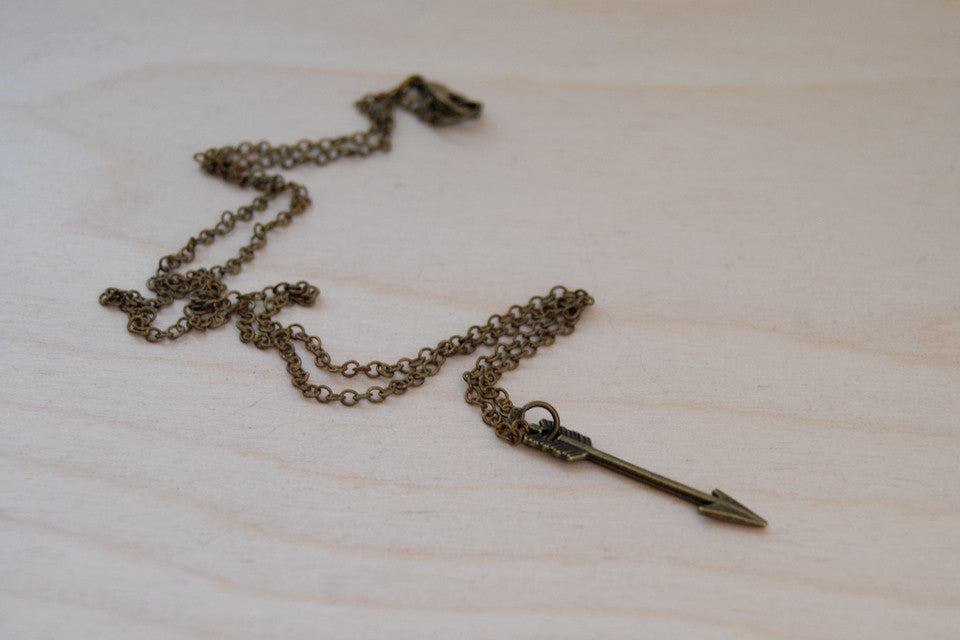 Little Brass Arrow Necklace | Arrow Charm Necklace | Cute Arrow Pendant - Enchanted Leaves - Nature Jewelry - Unique Handmade Gifts