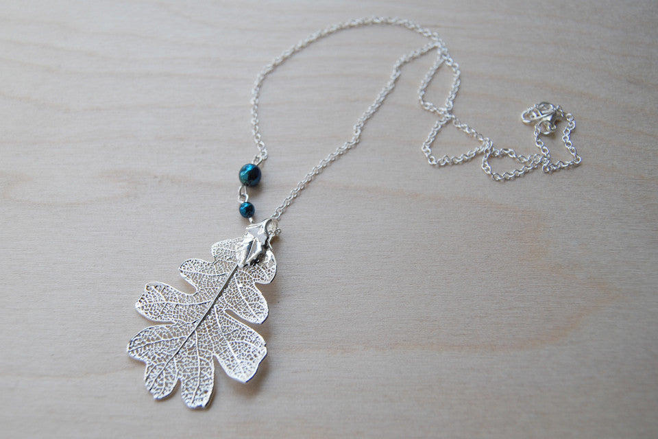 Custom Medium Silver Oak Leaf Necklace | Electroformed Jewelry | Real Oak Leaf Nature Jewelry - Enchanted Leaves - Nature Jewelry - Unique Handmade Gifts