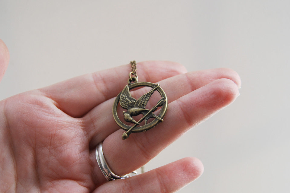 Mockingjay Necklace | Hunger Games Jewelry | Mockingjay Charm Necklace - Enchanted Leaves - Nature Jewelry - Unique Handmade Gifts