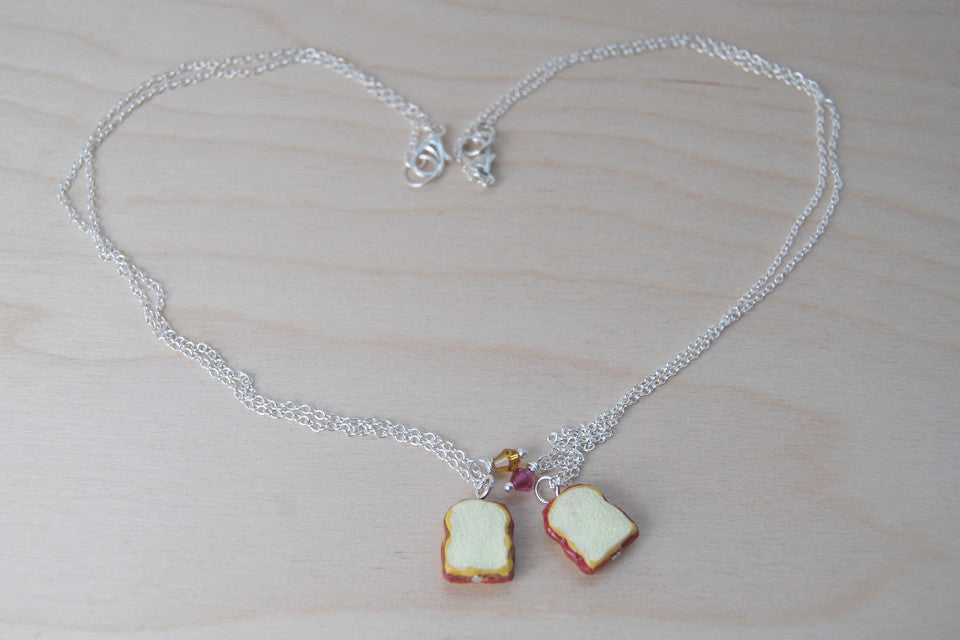 Peanut Butter and Jelly BFF Necklaces -TWO Necklaces- - Enchanted Leaves - Nature Jewelry - Unique Handmade Gifts