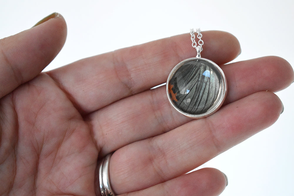 Real Butterfly Wing Necklace | Glass Butterfly Pendant Necklace - Enchanted Leaves - Nature Jewelry - Unique Handmade Gifts