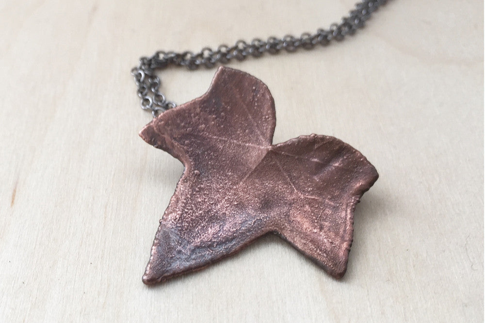 Copper Ivy Leaf Necklace | Electroformed Real Ivy Leaf Pendant | Woodland Nature Jewelry - Enchanted Leaves - Nature Jewelry - Unique Handmade Gifts