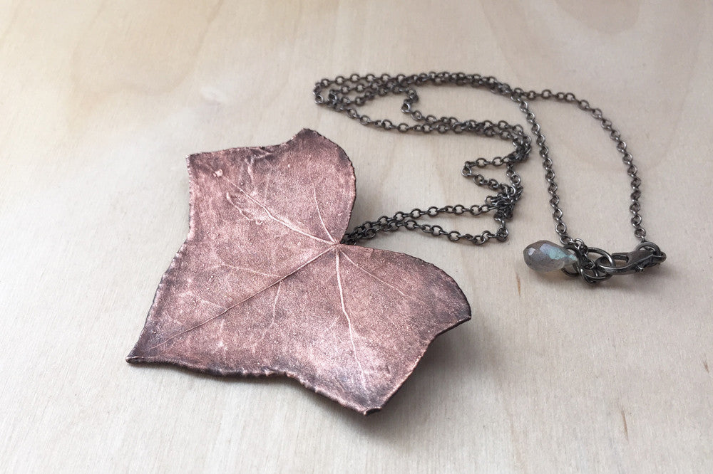 Copper Ivy Leaf Necklace | Electroformed Real Ivy Leaf Pendant | Woodland Nature Jewelry - Enchanted Leaves - Nature Jewelry - Unique Handmade Gifts