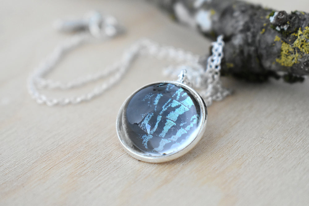 Real Sunset Moth Wing Necklace | Rainbow Butterfly Glass Pendant Necklace - Enchanted Leaves - Nature Jewelry - Unique Handmade Gifts