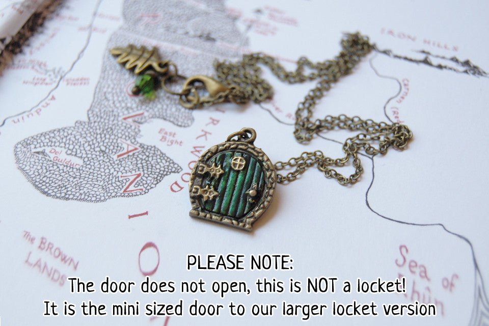 Small Bag End Hobbit Door Necklace | Hobbit Door Charm | Lord of the Rings Necklace | -Mini Size- - Enchanted Leaves - Nature Jewelry - Unique Handmade Gifts