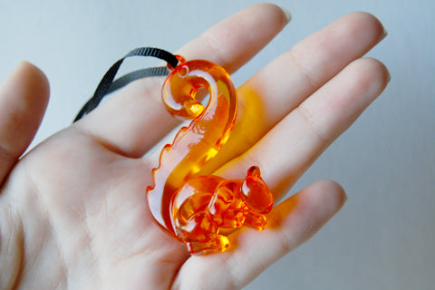 Squirrel Ornament | Orange Squirrel | Woodland Forest Squirrel - Enchanted Leaves - Nature Jewelry - Unique Handmade Gifts
