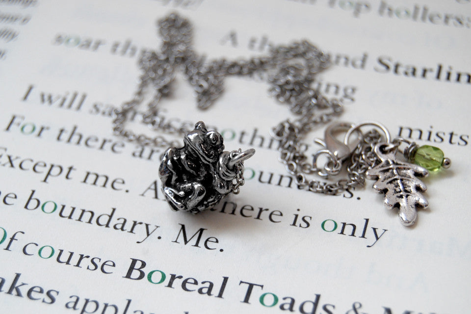 Teeny Tiny Toad Necklace - Enchanted Leaves - Nature Jewelry - Unique Handmade Gifts