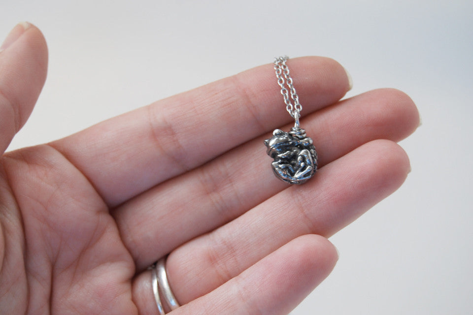 Teeny Tiny Toad Necklace - Enchanted Leaves - Nature Jewelry - Unique Handmade Gifts