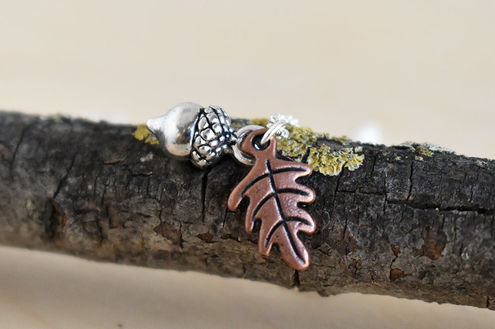 Tiny Silver Acorn Necklace | Cute Little Fall Acorn Charm Necklace | Oak Leaf and Acorn Jewelry - Enchanted Leaves - Nature Jewelry - Unique Handmade Gifts
