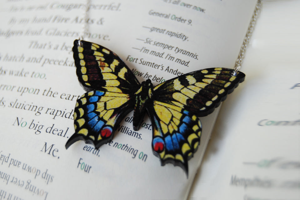 Anise Swallowtail Butterfly Necklace | Wooden Butterfly Pendant Necklace | Insect Jewelry - Enchanted Leaves - Nature Jewelry - Unique Handmade Gifts