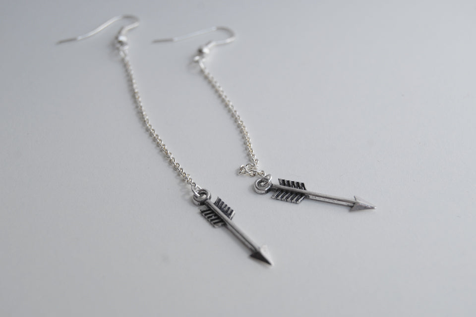 Arrow Earrings | Cute Arrow Earrings | Silver Arrow Charms - Enchanted Leaves - Nature Jewelry - Unique Handmade Gifts