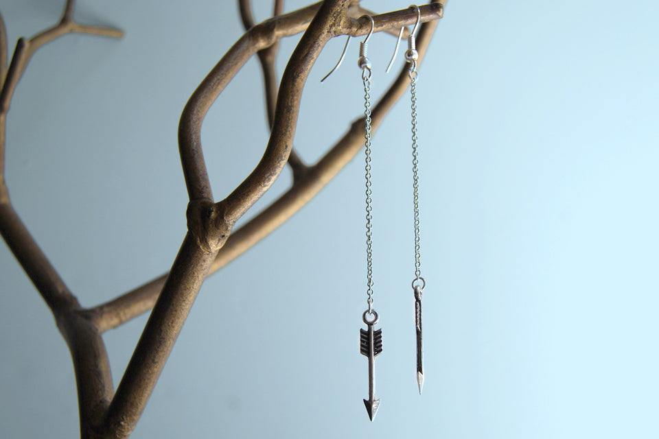 Arrow Earrings | Cute Arrow Earrings | Silver Arrow Charms - Enchanted Leaves - Nature Jewelry - Unique Handmade Gifts