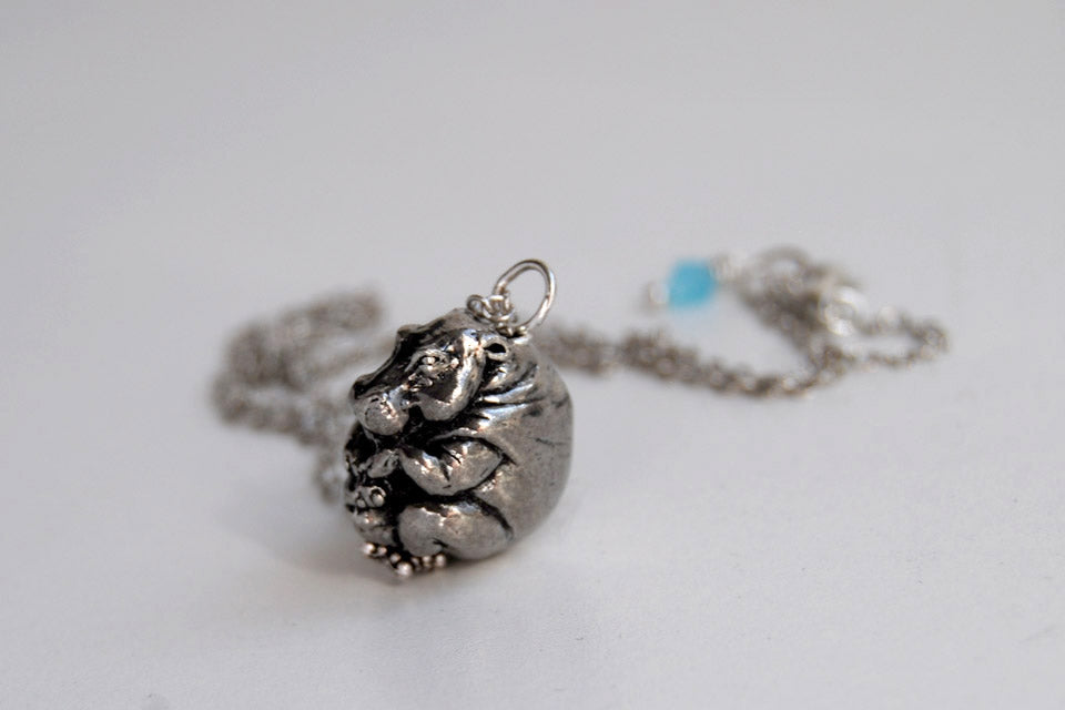 Bashful Hippo Necklace | Hippopotamus Necklace | Pewter Hippo Charm Necklace - Enchanted Leaves - Nature Jewelry - Unique Handmade Gifts