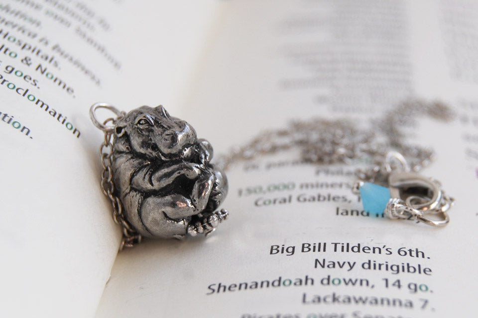 Bashful Hippo Necklace | Hippopotamus Necklace | Pewter Hippo Charm Necklace - Enchanted Leaves - Nature Jewelry - Unique Handmade Gifts