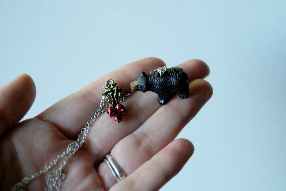 Bears Eat Beets | The Office Fan Necklace | Black Bear Necklace | Dwight Schrute Necklace - Enchanted Leaves - Nature Jewelry - Unique Handmade Gifts