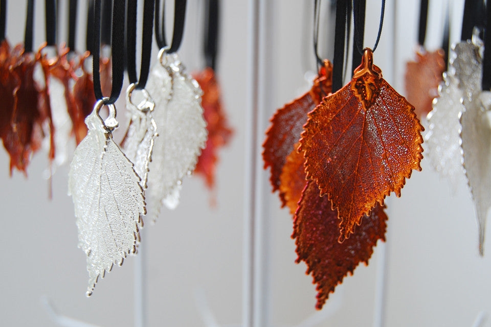 Real Birch Leaf Ornament | Electroformed Nature | Fall Leaf Ornament | Nature Gift - Enchanted Leaves - Nature Jewelry - Unique Handmade Gifts
