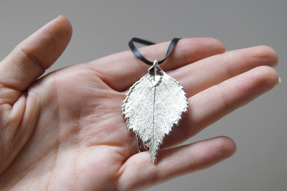 Real Birch Leaf Ornament | Electroformed Nature | Fall Leaf Ornament | Nature Gift - Enchanted Leaves - Nature Jewelry - Unique Handmade Gifts
