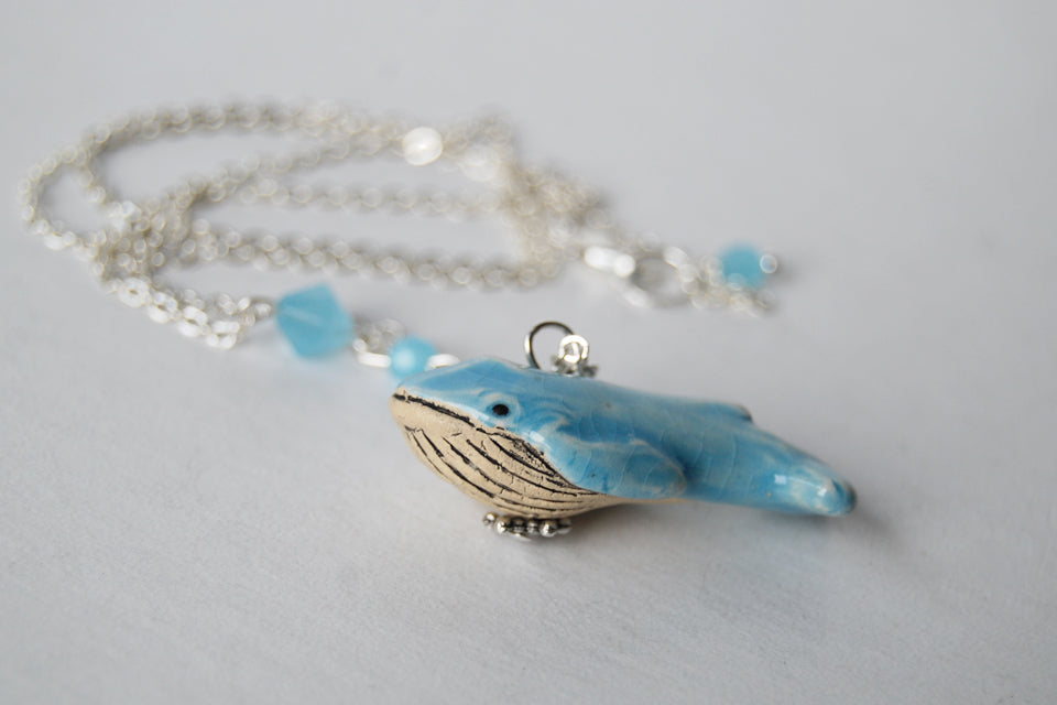 Blue Whale Necklace | Cute Whale Charm Jewelry | Handmade Blue Whale - Enchanted Leaves - Nature Jewelry - Unique Handmade Gifts