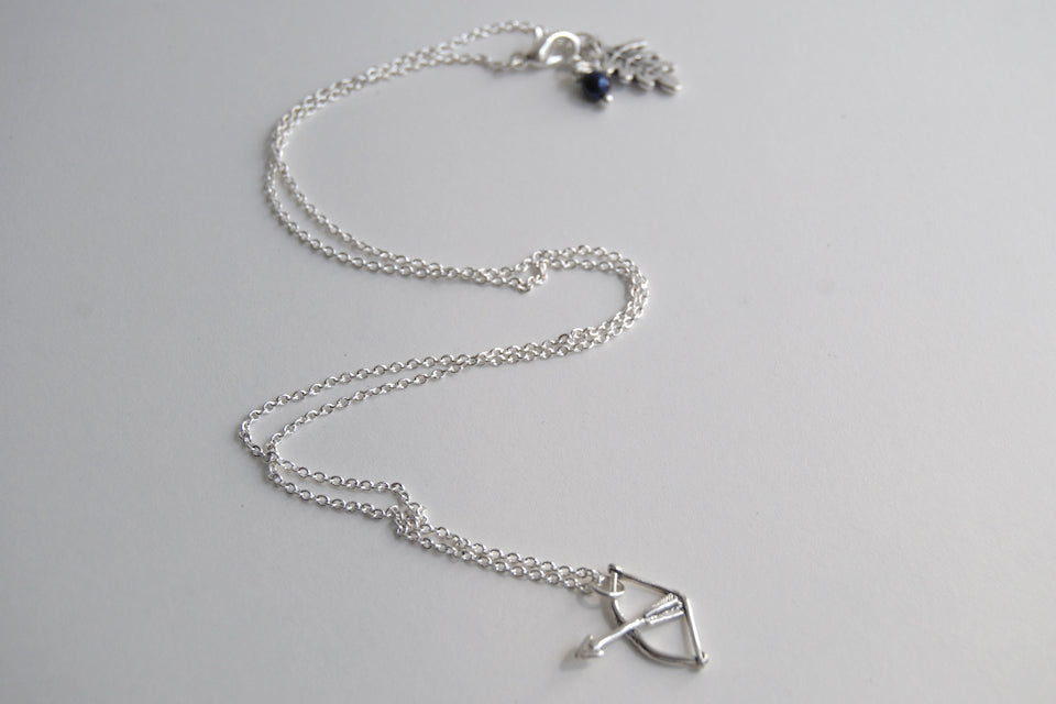 Shoot Straight | Silver Bow and Arrow Charm Necklace  | Cute Charm Necklace - Enchanted Leaves - Nature Jewelry - Unique Handmade Gifts