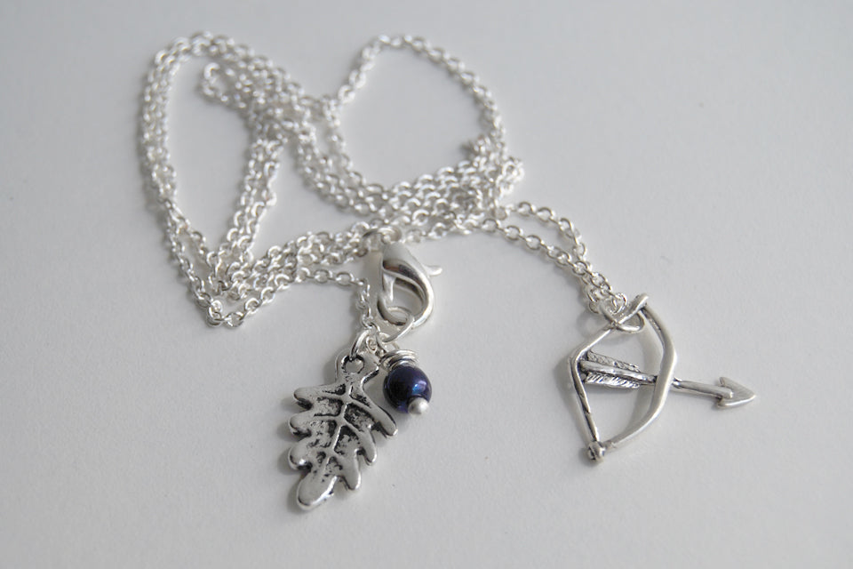 Shoot Straight | Silver Bow and Arrow Charm Necklace  | Cute Charm Necklace - Enchanted Leaves - Nature Jewelry - Unique Handmade Gifts