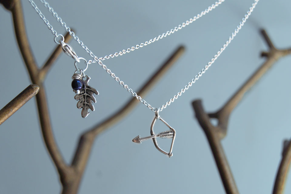Shoot Straight | Silver Bow and Arrow Charm Necklace  | Cute Charm Necklace - Enchanted Leaves - Nature Jewelry - Unique Handmade Gifts