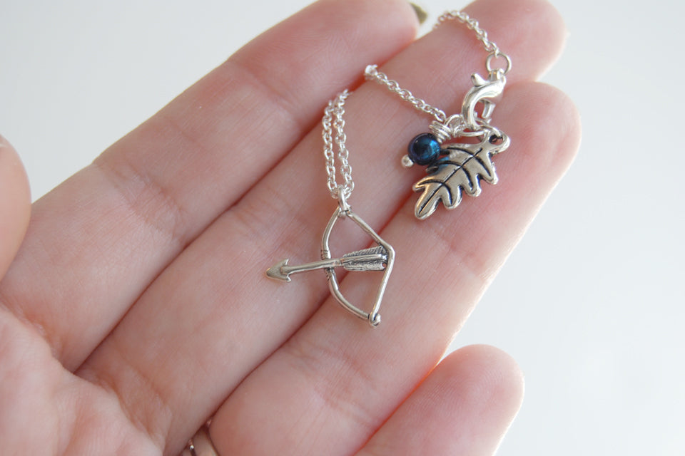 Shoot Straight | Silver Bow and Arrow Charm Necklace  | Cute Charm Necklace - Enchanted Leaves - Nature Jewelry - Unique Handmade Gifts