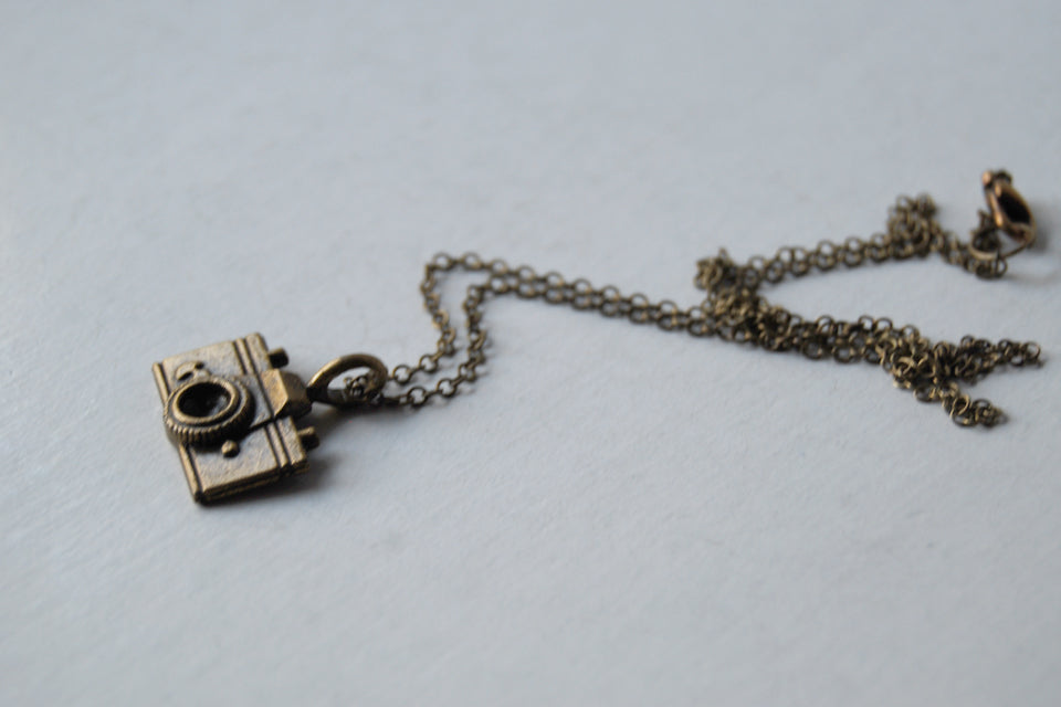 Tiny Camera Necklace - Enchanted Leaves - Nature Jewelry - Unique Handmade Gifts