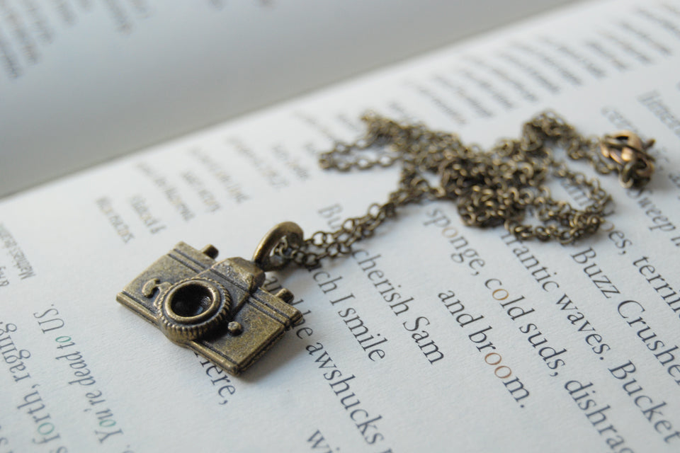 Tiny Camera Necklace - Enchanted Leaves - Nature Jewelry - Unique Handmade Gifts