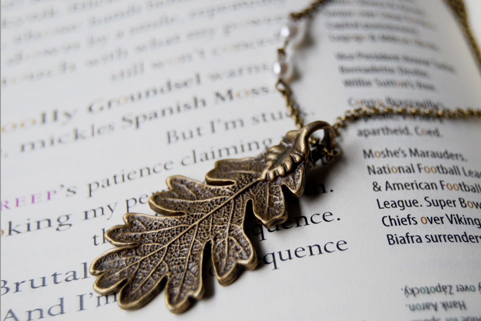 Brass Oak Leaf Necklace | Nature Jewelry | Woodland Leaf Necklace - Enchanted Leaves - Nature Jewelry - Unique Handmade Gifts